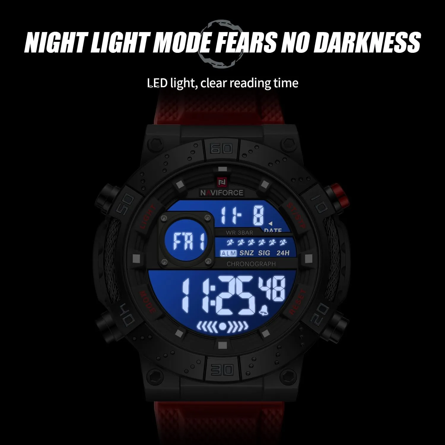 composite Men Digital Wrist Watch Military Waterproof Sports Chronograph Watches for Men with Alarm/LED Backlight NAVIFORCE Fashion 