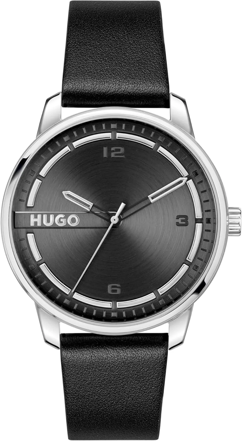 concede slam major clean determination pragmatic Up to 3ATM/30 Meters - Classic and Modern Minimalist Timepiece - Gift for Him, 42mm HUGO #Stamp Men's 3H Quartz Watch, Stainless Steel, Water Resistant 