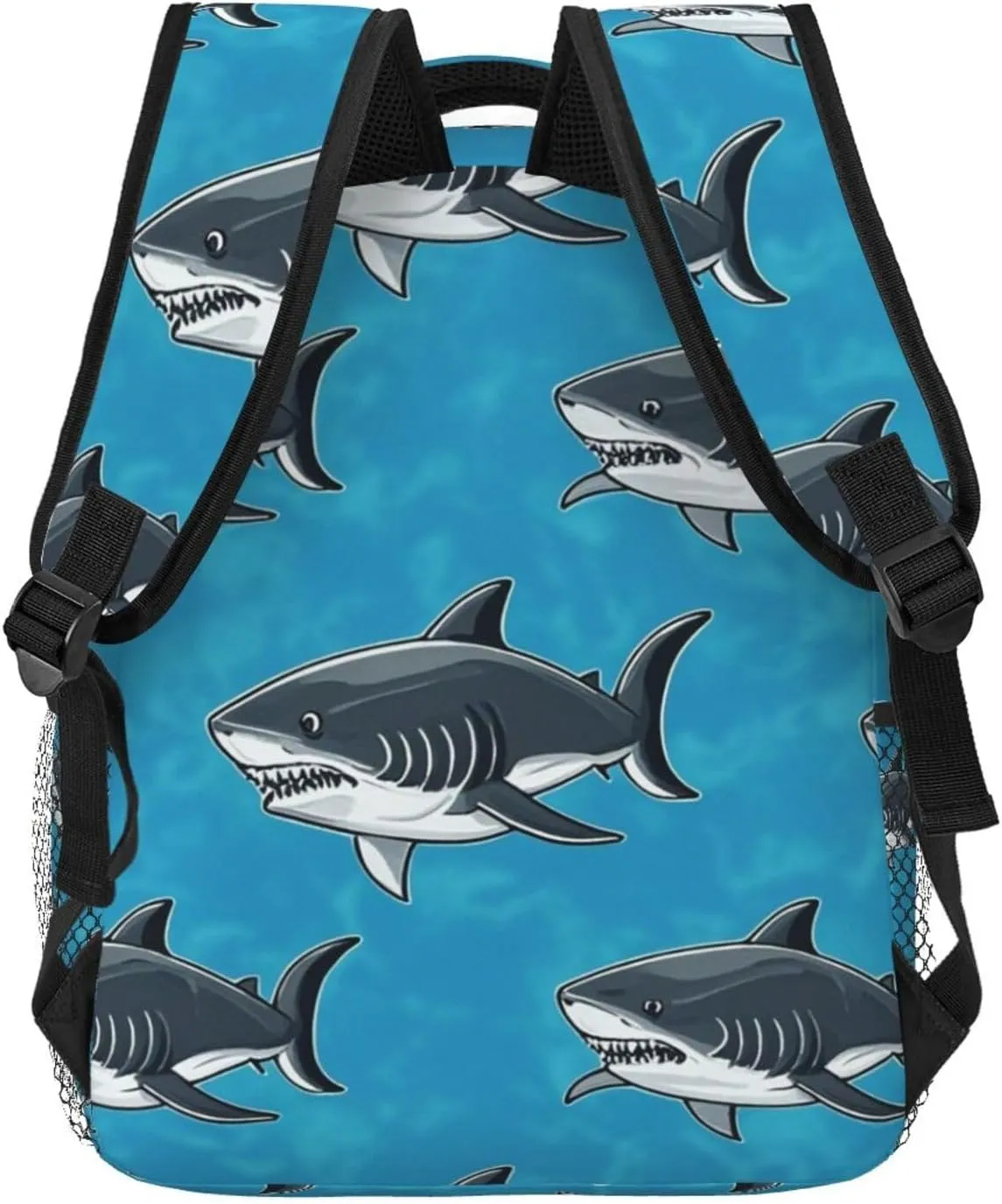 cooperation Fish Art Backpack Large Capacity Carry On Bag With Padded Straps for Sports Work Walking Cycling Men Women Lightweight Ocean Sea Shark 