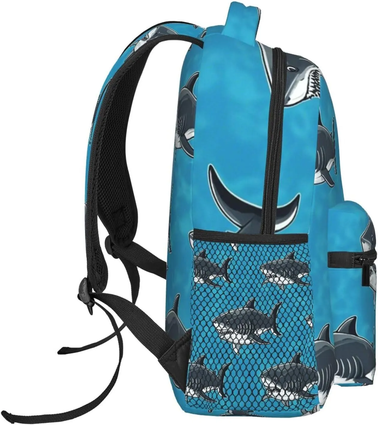 cooperation Fish Art Backpack Large Capacity Carry On Bag With Padded Straps for Sports Work Walking Cycling Men Women Lightweight Ocean Sea Shark 