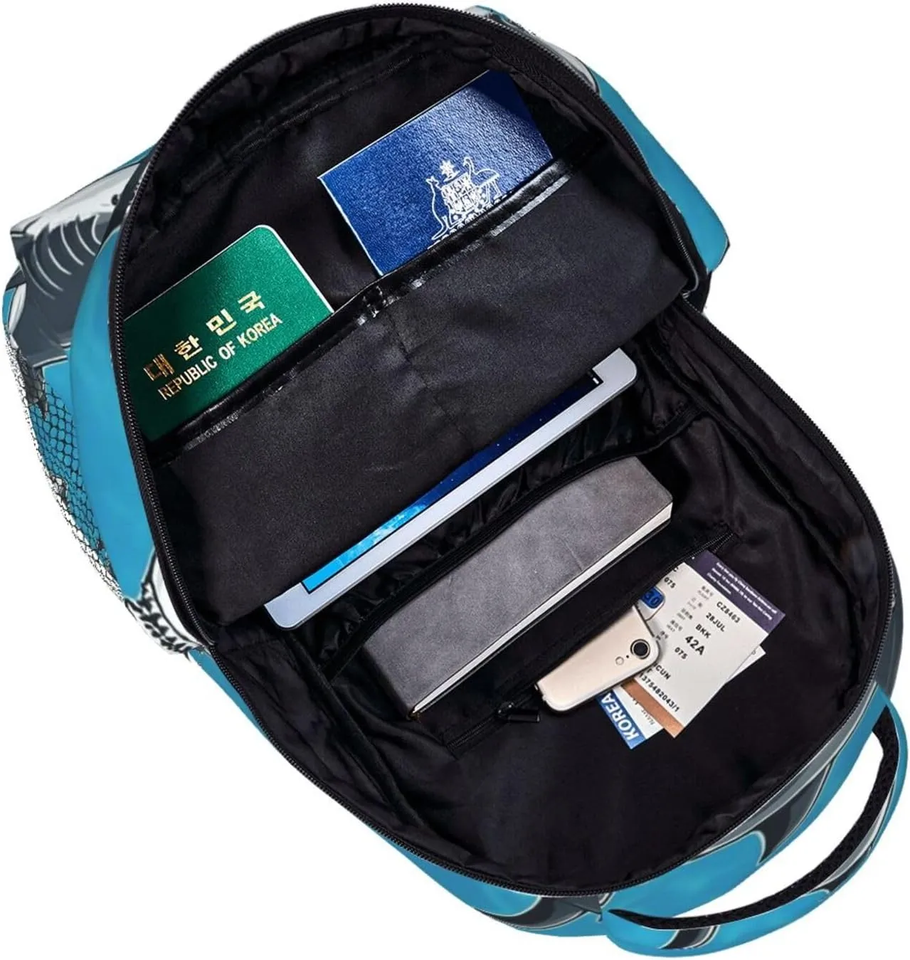 cooperation Fish Art Backpack Large Capacity Carry On Bag With Padded Straps for Sports Work Walking Cycling Men Women Lightweight Ocean Sea Shark 
