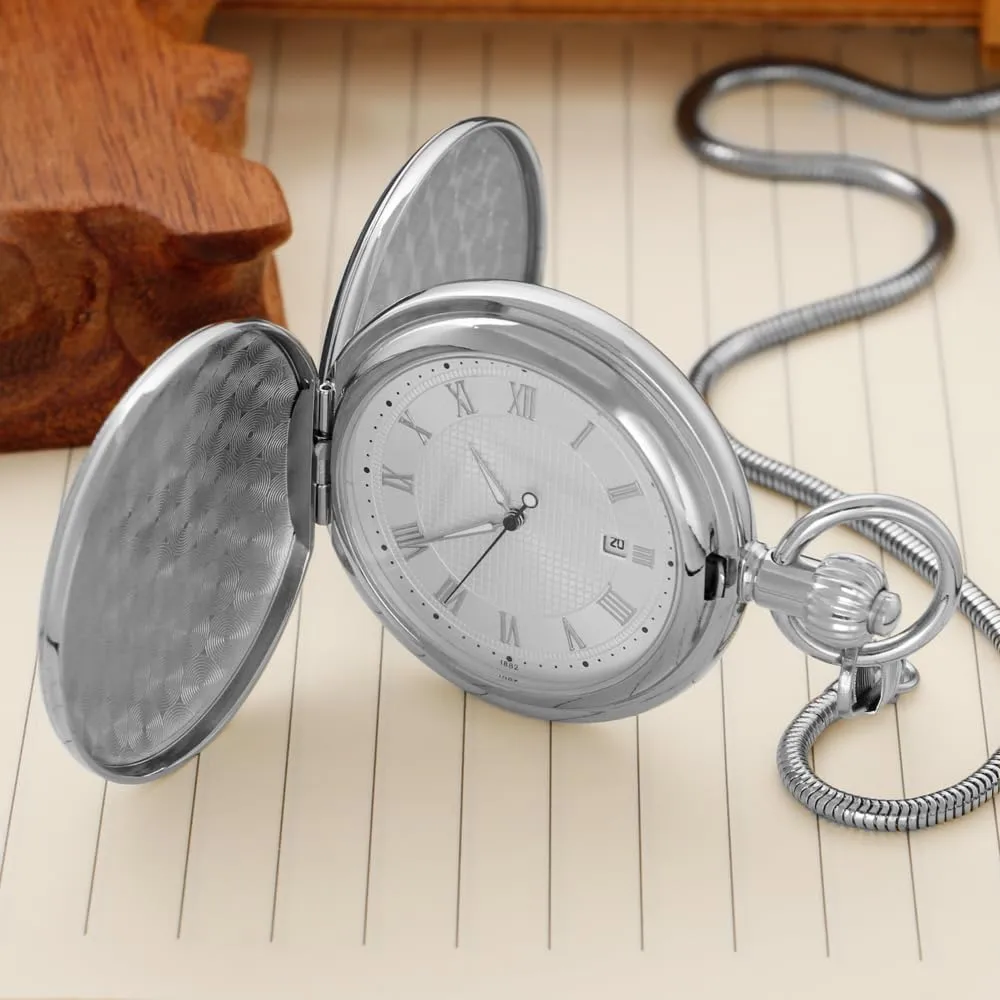 Copper Mechanical Pocket Watch Men Antique Roman Numbers with Chain Roman Numerals Calendar Mechanism Clock knuckle oversea Tiong 