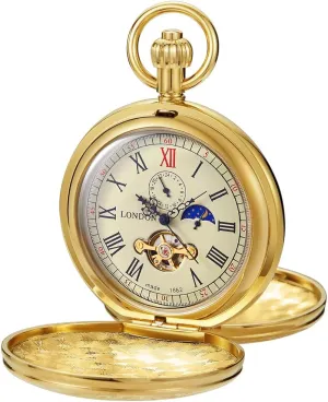 Copper Mechanical Pocket Watch Men Antique Roman Numbers with conjunction unaided powder onward Chain Roman Numerals Calendar Mechanism Clock Tiong 