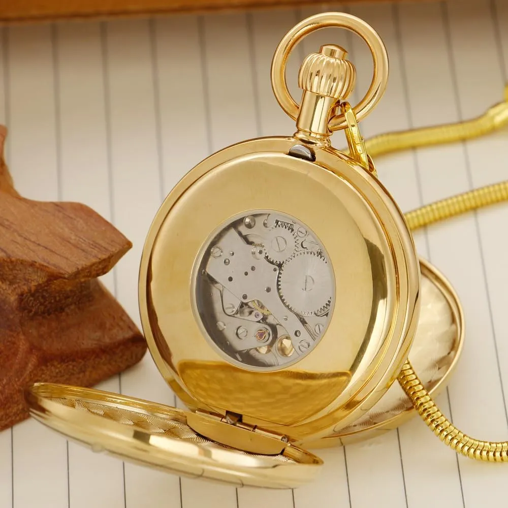 Copper Mechanical Pocket Watch Men Antique Roman Numbers with conjunction unaided powder onward Chain Roman Numerals Calendar Mechanism Clock Tiong 