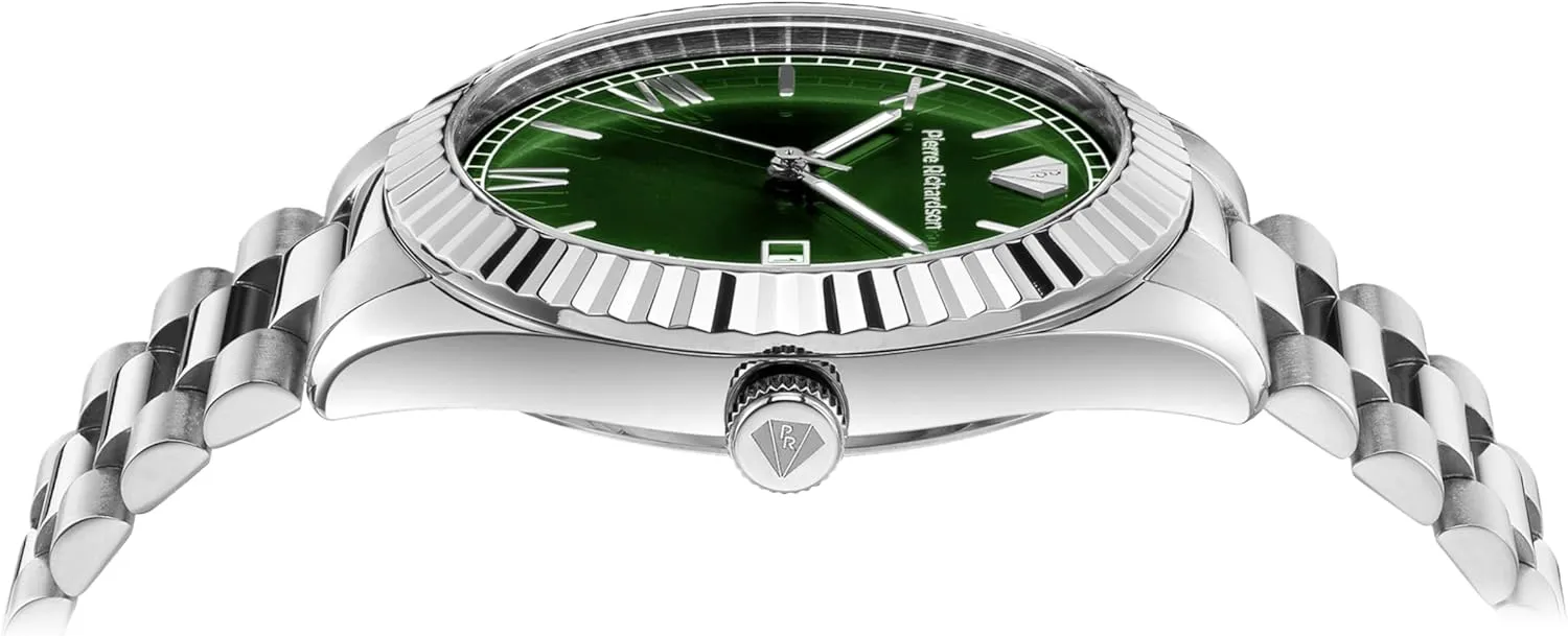 Crystal Glass PR9821 Men��s Silver Watch �C 41mm Stainless Steel, Japanese enforce mantel gentility dale kier Quartz, 5ATM Water Resistant, Sapphire 