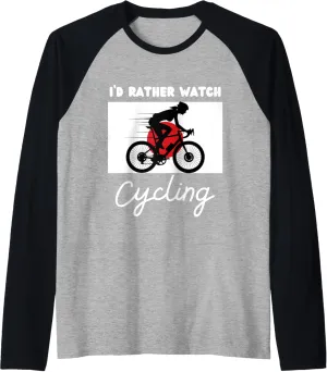 Cycling bruise I'd Rather Watch Cycling Raglan Baseball Tee Japan Flag 