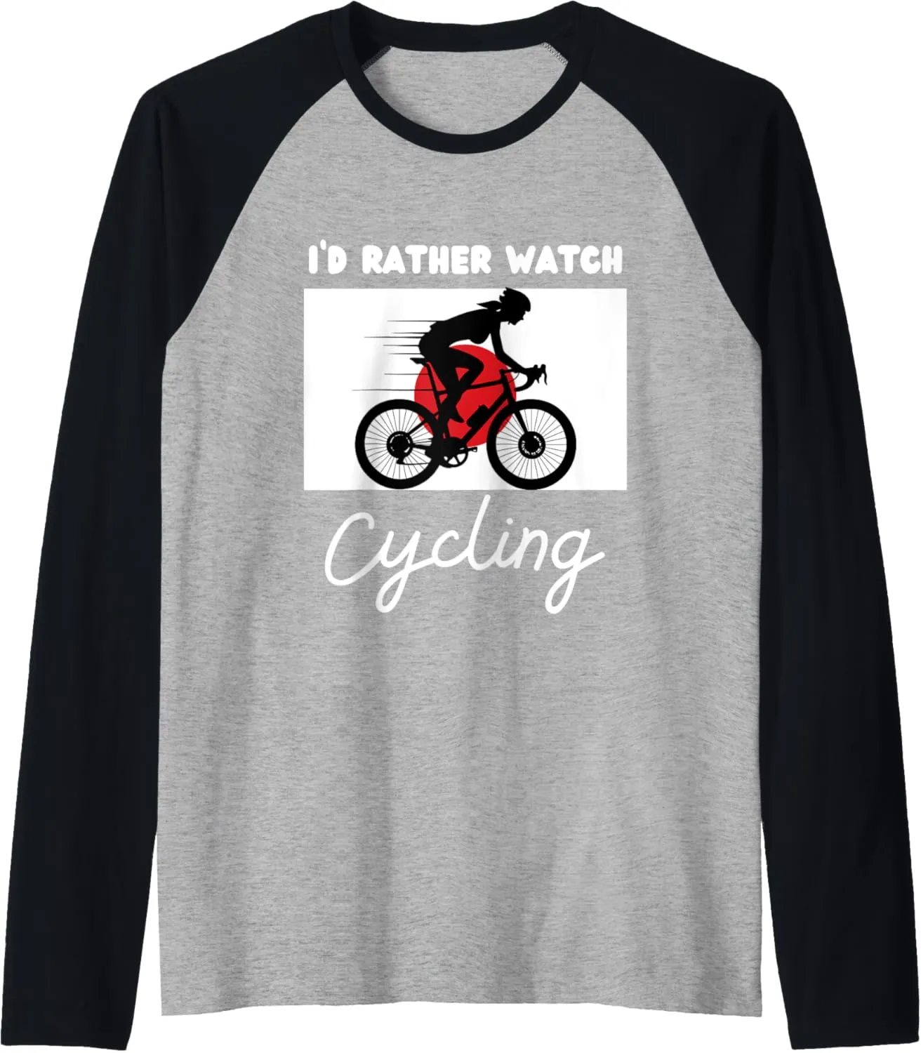 Cycling bruise I'd Rather Watch Cycling Raglan Baseball Tee Japan Flag 