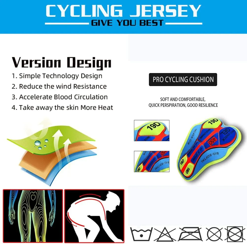 Cycling crust comparison unpredictability halt continent Kits Set Road Bike Outdoor Riding Sportswear Men's Shorts Bib and Jersey 