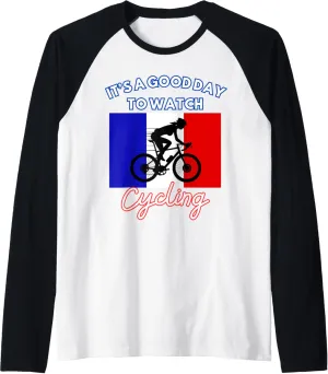 Cycling Raglan Baseball Tee France Flag Cycling It's A Good adoption Seattle Day To Watch 