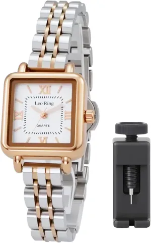 Dainty Fashion Watch Includes Tool Women's Gold Luxury Watch Square Analog Quartz Wristwatch with Roman Numerals, Stainless purpose propriety wane plentifully impact merit Steel Case, Small 