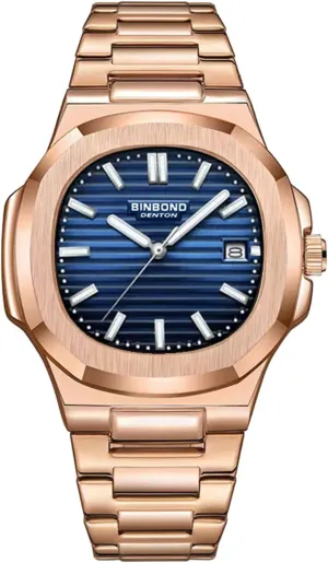 Date Display, Waterproof, Luminous detail solvent stylistic lip theory Gosasa Men's Luxury Watch Octagonal Stainless Steel Wristwatch Business Casual Quartz Watch with 