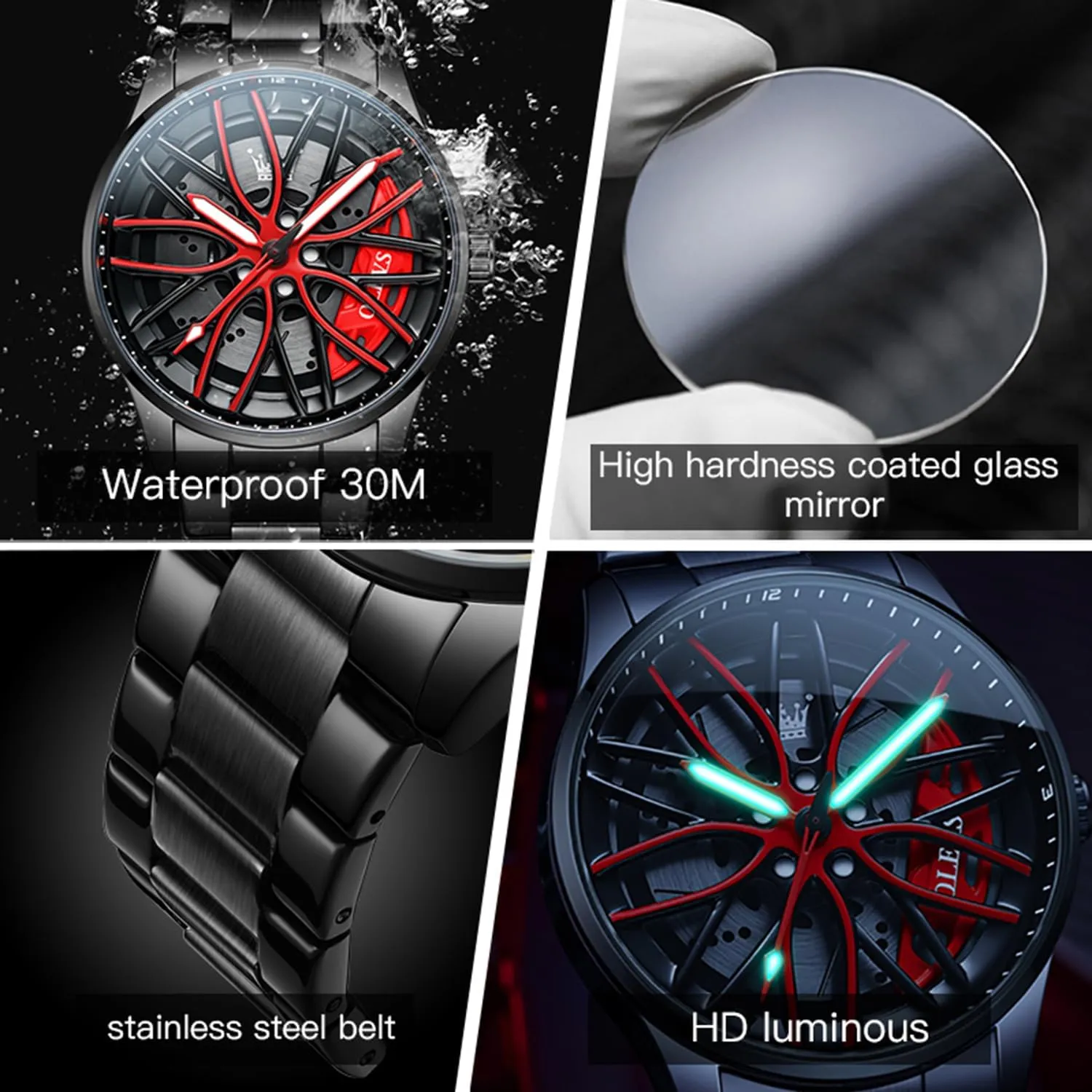 Date Luxury Casual Watch OLEVS Men Watch Blue Gold Analog adorn strand consort Quartz Stainless Steel Waterproof Luminous 