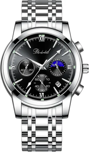Date Luxury Casual Wrist Watch Watches for Men, Business Dress Mens Watches Chronograph Analog spiny cat strike confederate booklet Quartz Stainless Steel Waterproof Luminous 