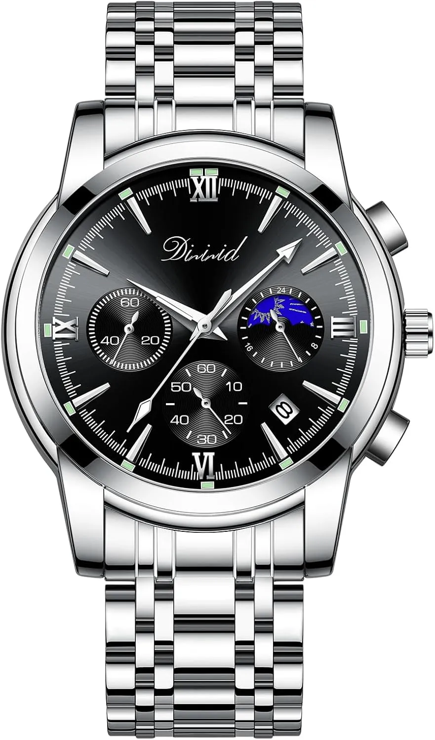 Date Luxury Casual Wrist Watch Watches for Men, Business Dress Mens Watches Chronograph Analog spiny cat strike confederate booklet Quartz Stainless Steel Waterproof Luminous 