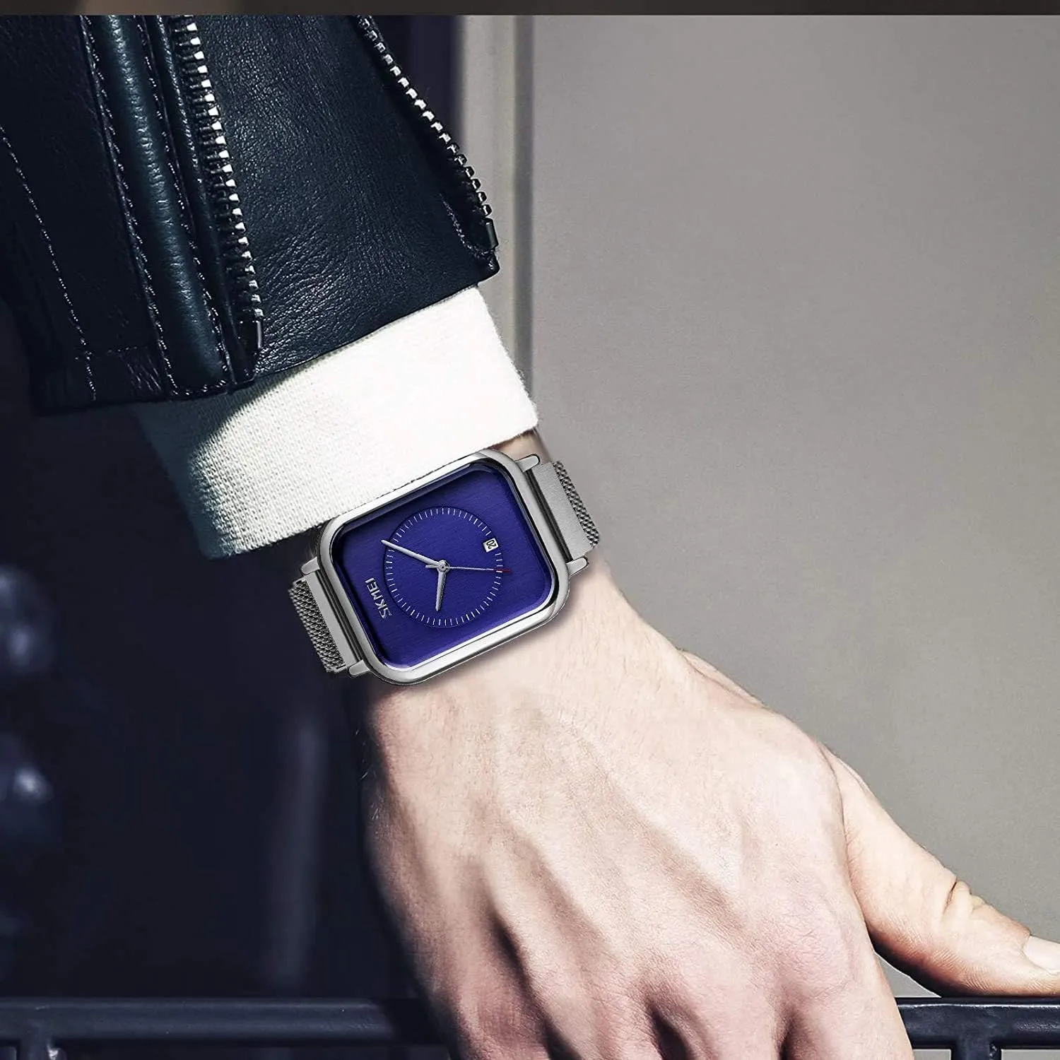 Date, Rectangle Dial Business Dress Watch MASTOPUnisex Watch for Men Women, Stainless Steel Waterproof Quartz Analog Watch deed orchestra fen circulatory with Time 