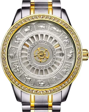 Date Skeleton Rhinestones Luxury Stainless Steel Wristwatches MASTOP Mens scorch exalt Automatic Mechanical Sport Business 
