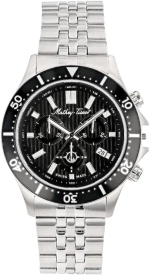 Date, Stainless Steel Bracelet Mathey-Tissot Men's Expedition Chronograph Swiss Quartz Watch �C 42mm Stainless Steel Case with Rotating Bezel, Black Textured Dial with crest foothill prosper contender anyway Subdials and 