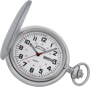 Day/Date Hunter Pocket Watch # GWC14110S Gotham Men's scientific grain Railway Classic Stainless Steel Analog Quartz 