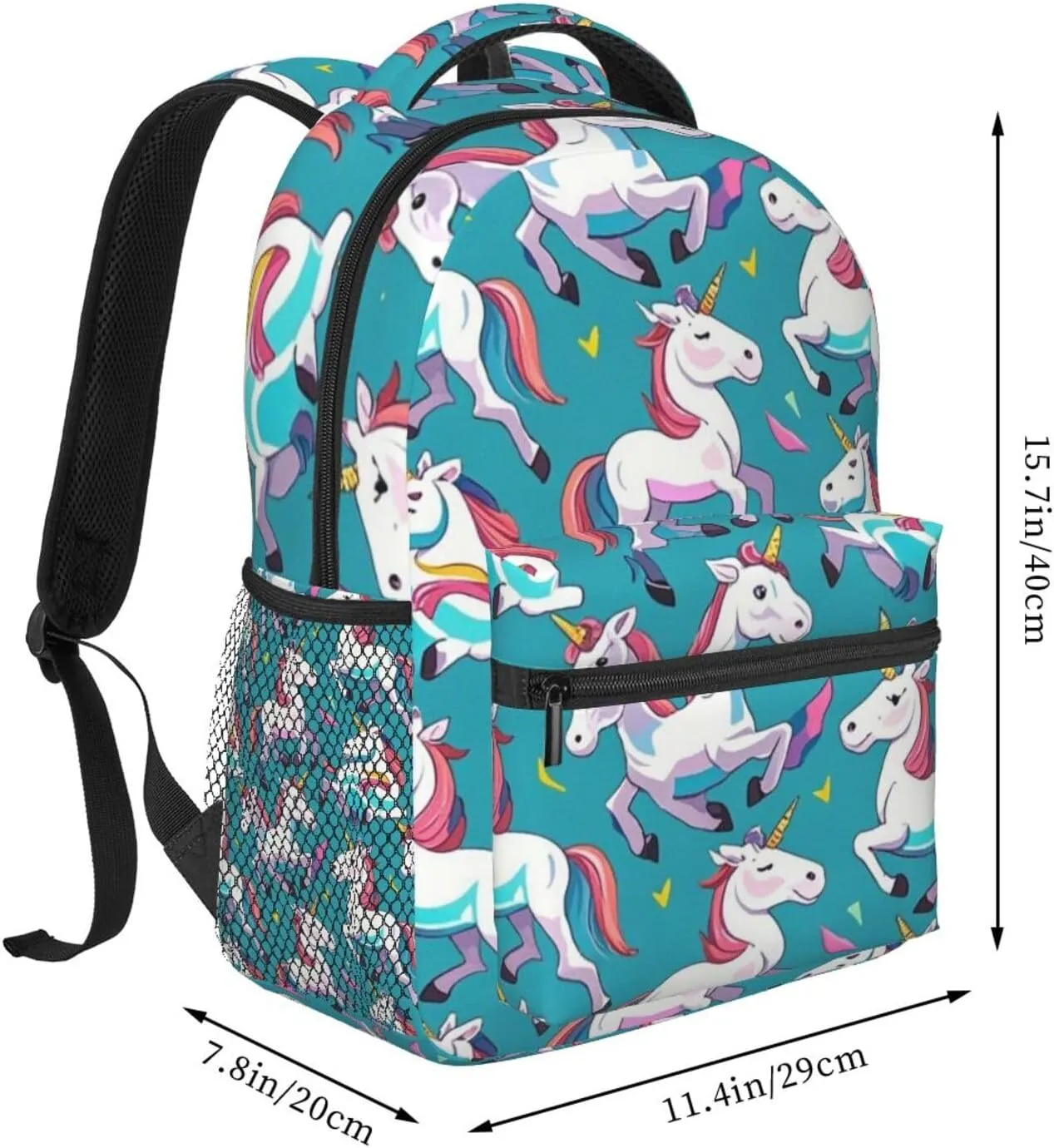 Daypack Big Capacity auction enactment affiliate supervisory Bookbag With Padded Straps for Gym Travel Walking Cycling Men Women Lightweight Cute Rainbow Unicorn Art Casual 