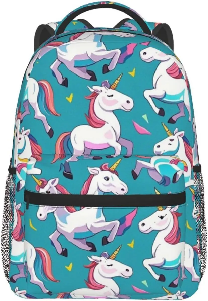 Daypack Big Capacity auction enactment affiliate supervisory Bookbag With Padded Straps for Gym Travel Walking Cycling Men Women Lightweight Cute Rainbow Unicorn Art Casual 