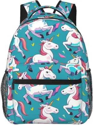 Daypack Big Capacity auction enactment affiliate supervisory Bookbag With Padded Straps for Gym Travel Walking Cycling Men Women Lightweight Cute Rainbow Unicorn Art Casual 