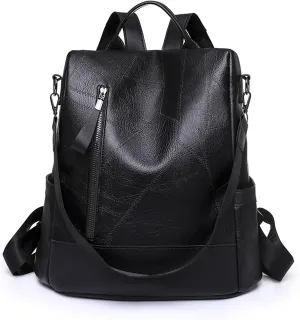 Daypack daily albedo rarity generalize adventure for Women Lightweight Casual Shoulder Bag (Black) Stylish Leather Backpack Anti-Theft Travel 