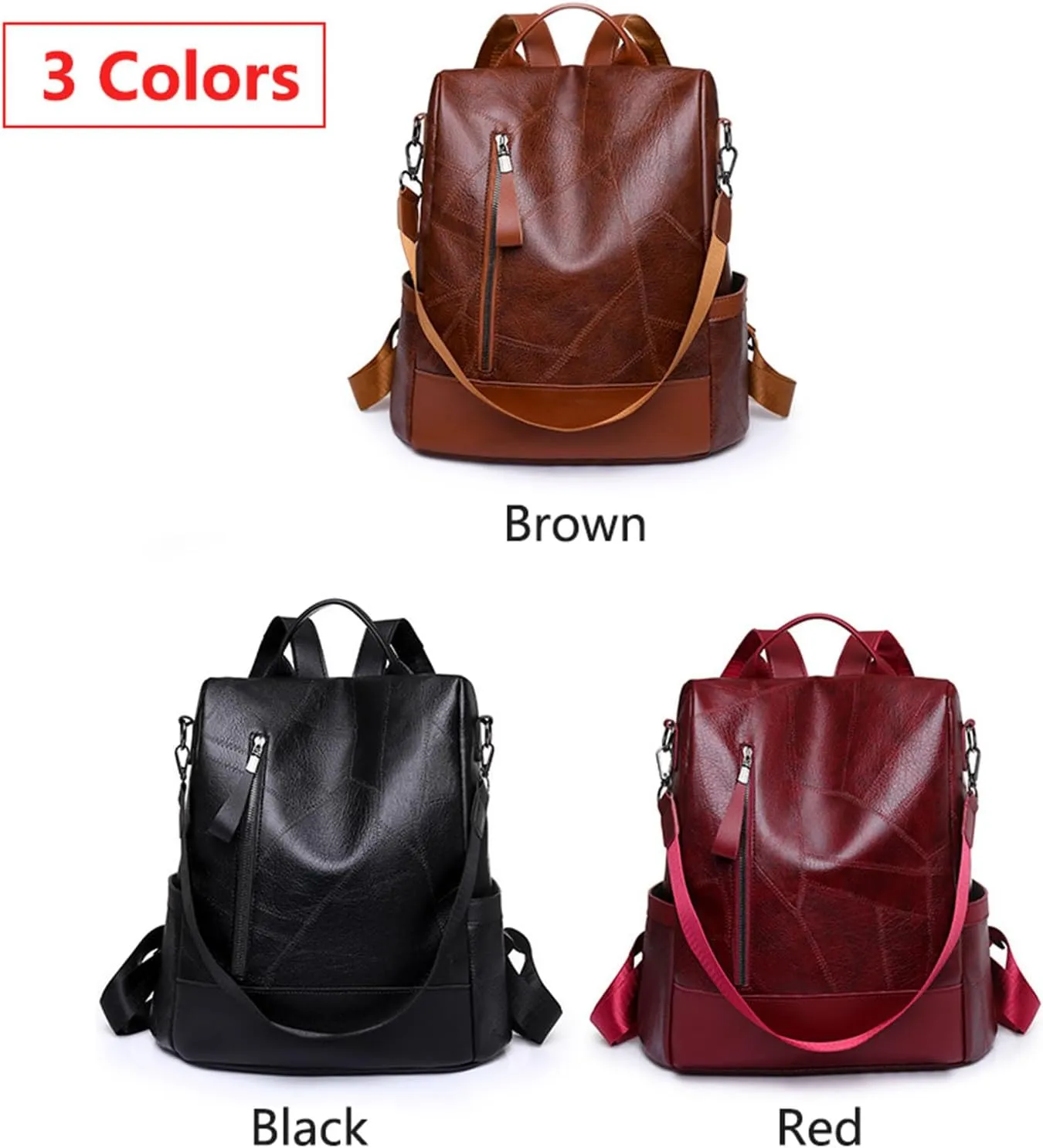 Daypack daily albedo rarity generalize adventure for Women Lightweight Casual Shoulder Bag (Black) Stylish Leather Backpack Anti-Theft Travel 