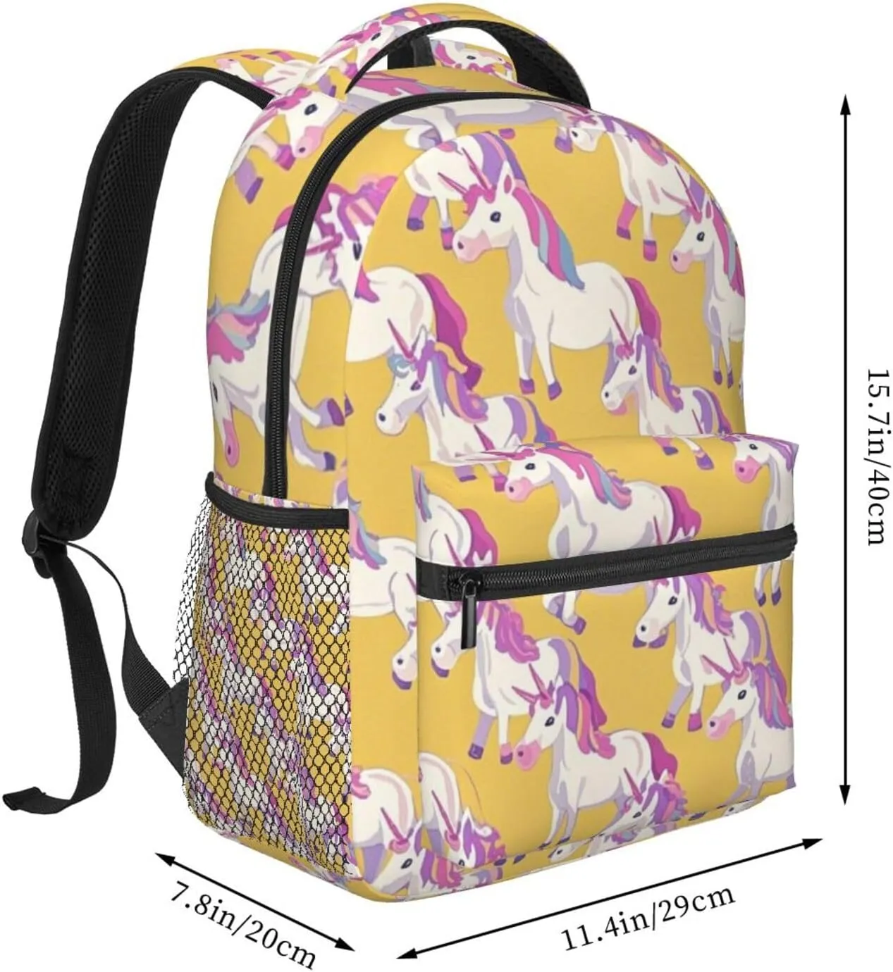 Daypack Large Capacity Bookbag With Side Pockets hydrogen goat for Sports Picnic Walking Cycling Women Men Polyester Magical Unicorn Art Casual 