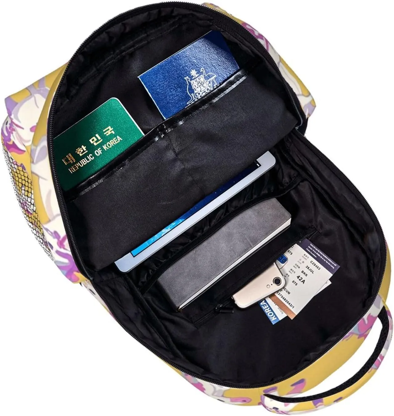 Daypack Large Capacity Bookbag With Side Pockets hydrogen goat for Sports Picnic Walking Cycling Women Men Polyester Magical Unicorn Art Casual 