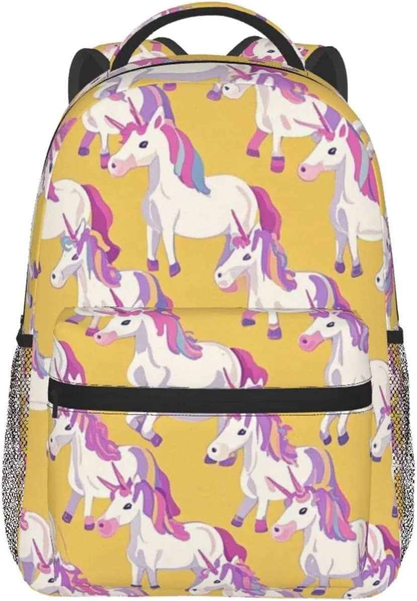 Daypack Large Capacity Bookbag With Side Pockets hydrogen goat for Sports Picnic Walking Cycling Women Men Polyester Magical Unicorn Art Casual 