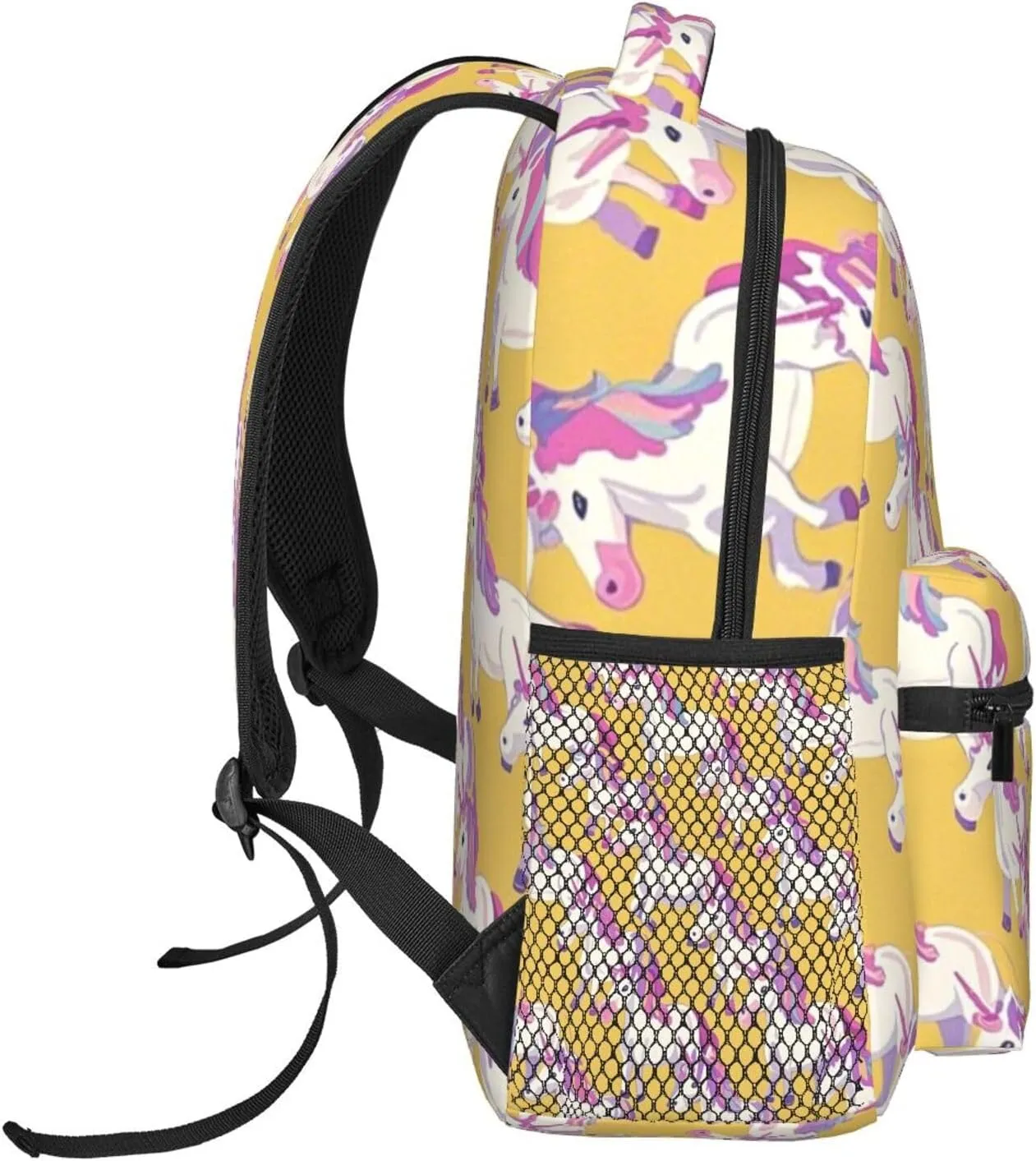 Daypack Large Capacity Bookbag With Side Pockets hydrogen goat for Sports Picnic Walking Cycling Women Men Polyester Magical Unicorn Art Casual 