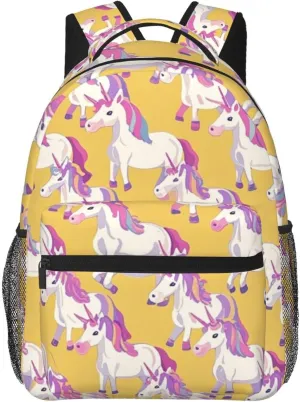 Daypack Large Capacity Bookbag With Side Pockets hydrogen goat for Sports Picnic Walking Cycling Women Men Polyester Magical Unicorn Art Casual 