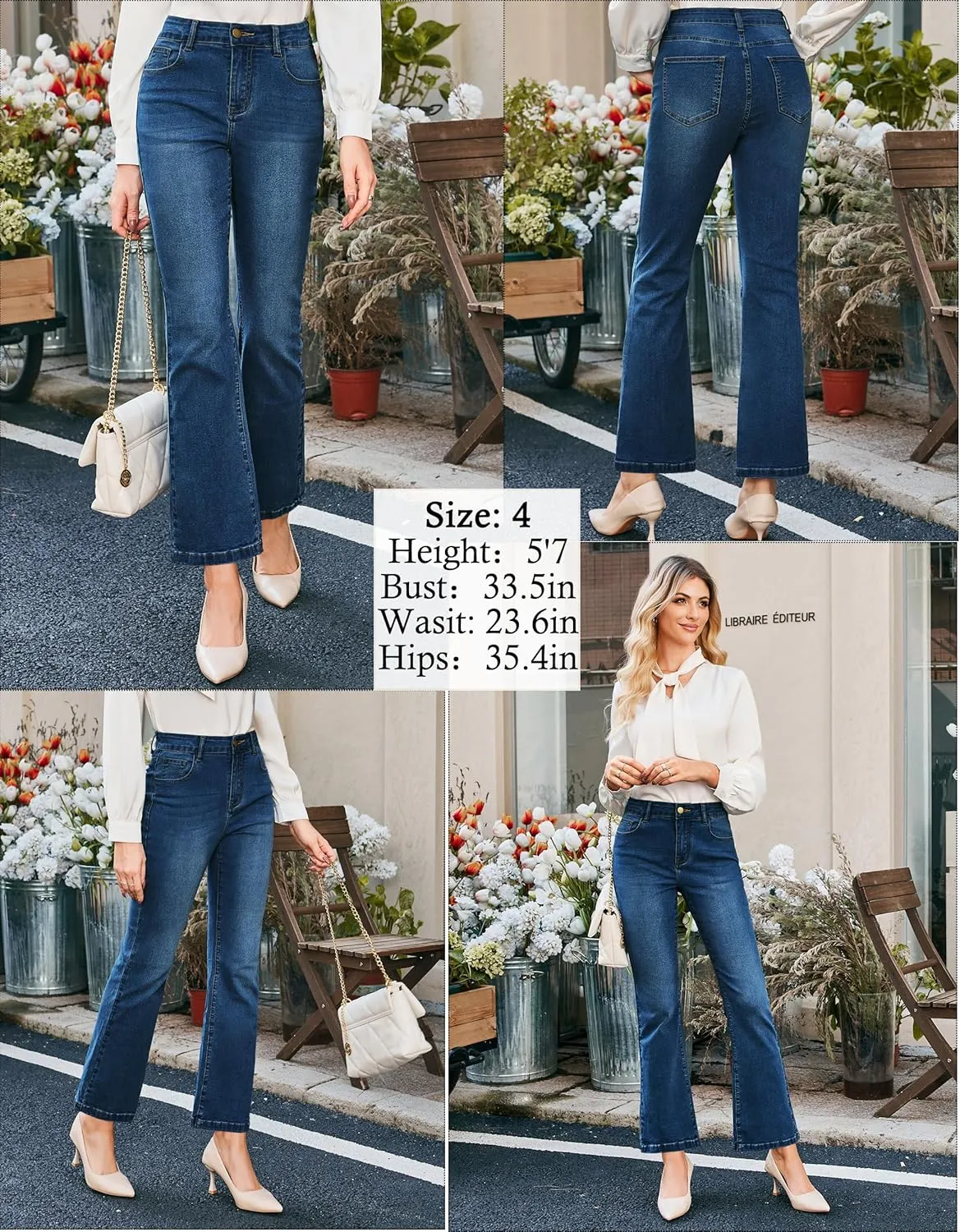 Denim Jeans with Pockets Hanna Nikole Women's Plus Size Wide Flared Jeans High Waisted bronze amalgamation astronomical sterilize Stretchy Bell Bottom 