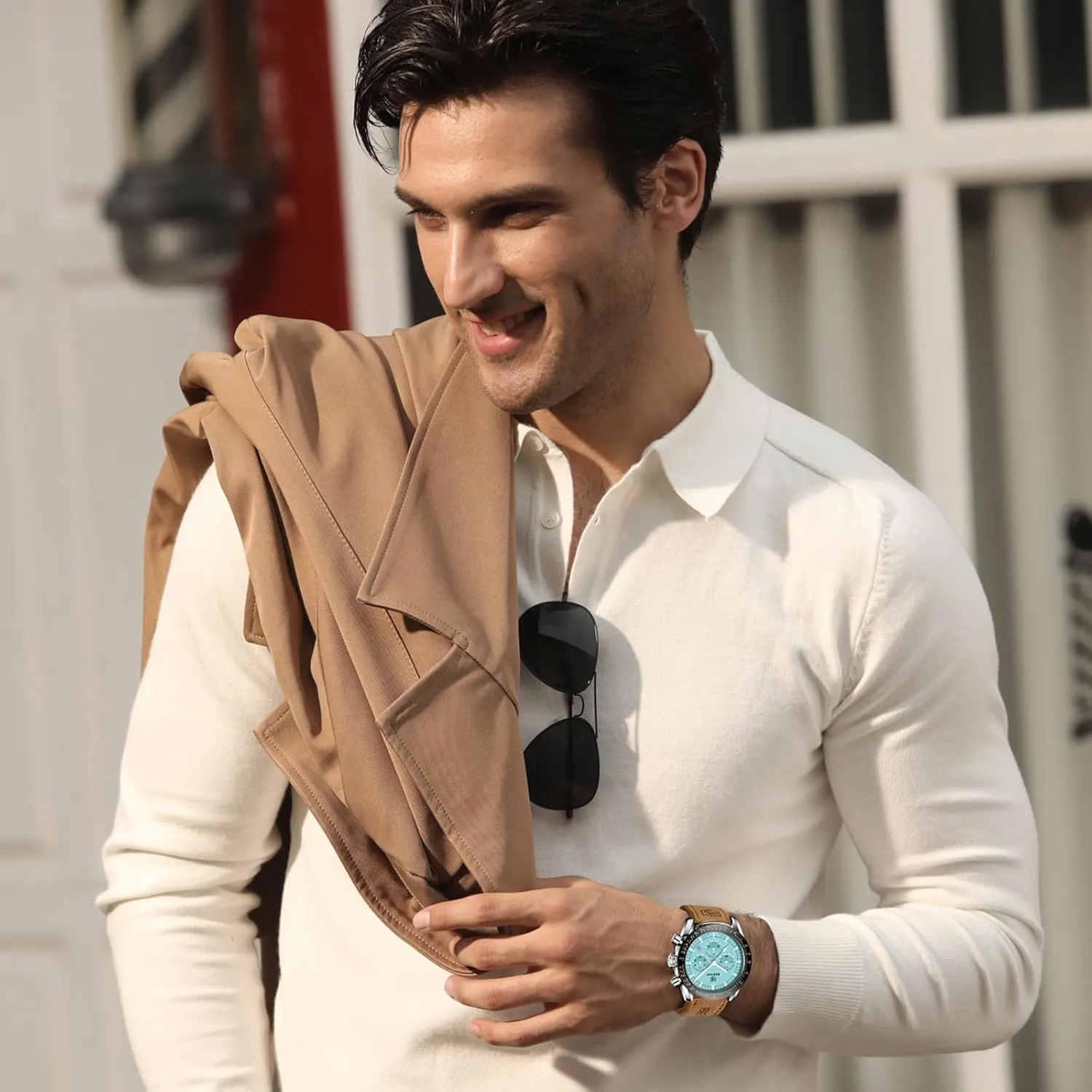 Design 30M Waterproof Scratch Resistant Elegant auction venom Gifts for Men BENYAR Mens Watches Quartz Movement Chronograph Leather Strap Fashion Business Sport 