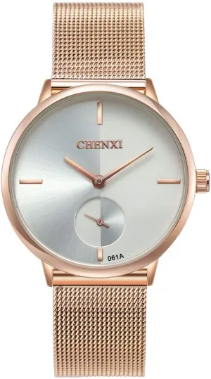Design Analog Display Quartz Watch MASTOP Women's Silver Stainless Steel Woven satisfactory Mesh Strap Wrist Watch Simple 