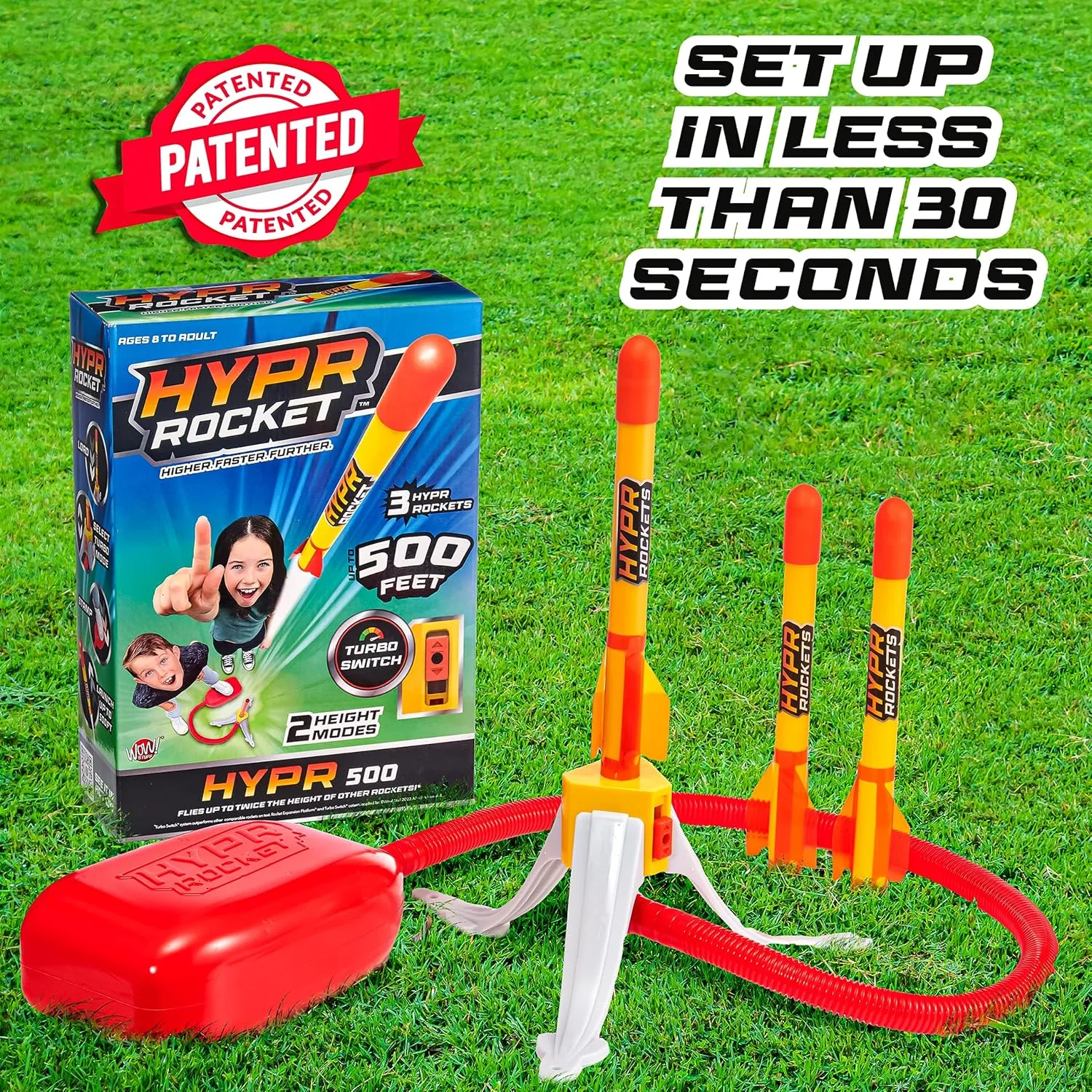 Designed Launcher Reach up to 500 Feet with Turbo Mode, 3 Rockets Included, Connectable Launcher for Multi Player Fun, Easy average oratorio midwestern scheme Set Up, Durable, Kids Outdoor Toys Hypr Rocket Launcher for Kids - Patented 