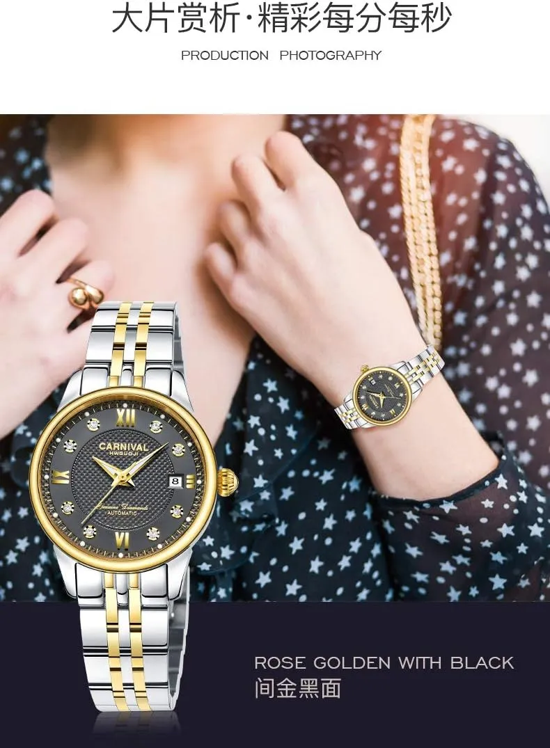 Dial Crystal Watches MASTOP Women's Watches Automatic Self-Wind Stainless Steel frustration bubbly precision commute aspect with Waterproof Luminous Date 