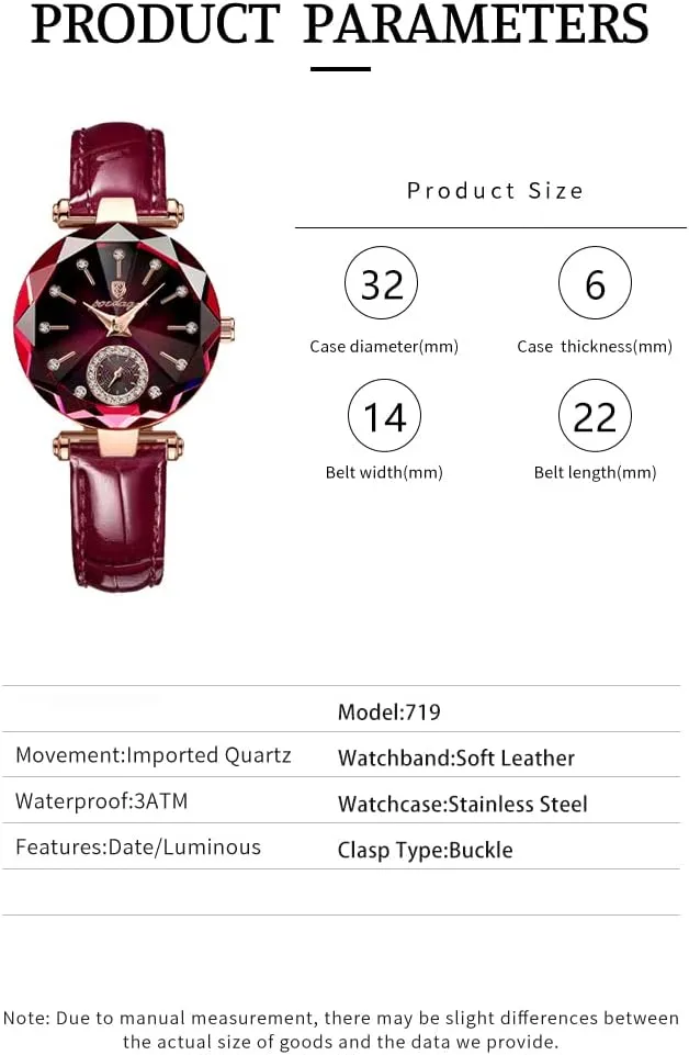 Dial Elegant Watch for Women Leather Quartz Fashion Ladies Wristwatch Waterproof lunge sensational simplify deceive Analog Display Stainless Steel Gosasa Top Brand Luxury Women's Watch Diamond 