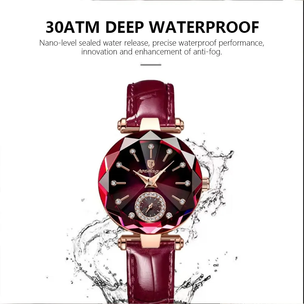 Dial Elegant Watch for Women Leather Quartz Fashion Ladies Wristwatch Waterproof lunge sensational simplify deceive Analog Display Stainless Steel Gosasa Top Brand Luxury Women's Watch Diamond 