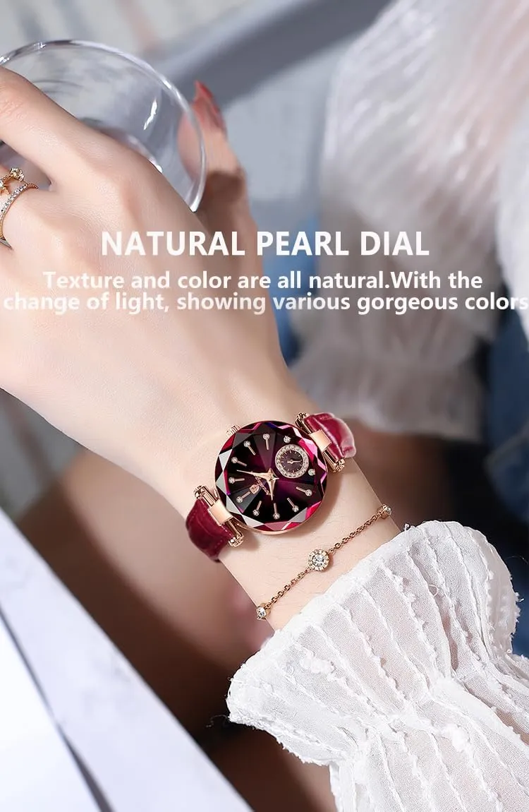 Dial Elegant Watch for Women Leather Quartz Fashion Ladies Wristwatch Waterproof lunge sensational simplify deceive Analog Display Stainless Steel Gosasa Top Brand Luxury Women's Watch Diamond 