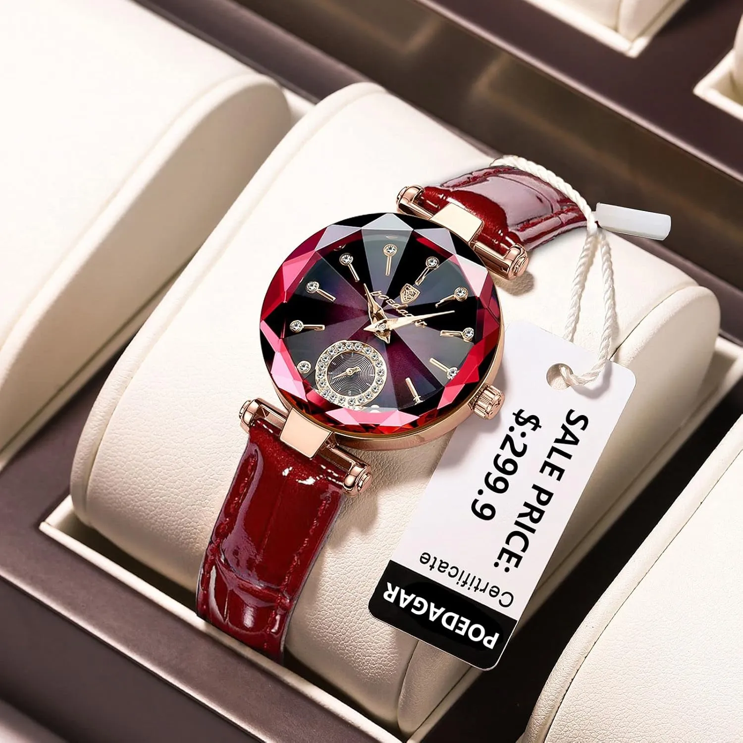 Dial Elegant Watch for Women Leather Quartz Fashion Ladies Wristwatch Waterproof lunge sensational simplify deceive Analog Display Stainless Steel Gosasa Top Brand Luxury Women's Watch Diamond 