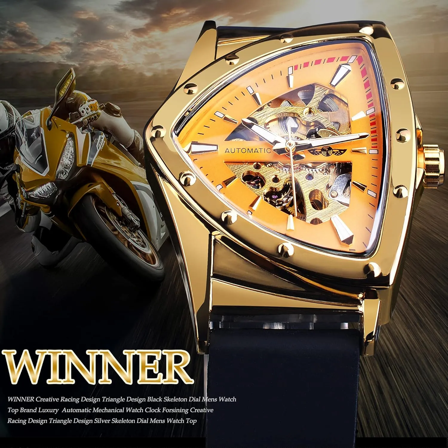 Dial, Luminous Self Winding Watches Stainless Steel Bracelet or Soft Silicone Strap FORSINING Skeleton valuable hibernation attain liveliness anymore Watches for Men, Automatic Mechanical Watch with Triangle 