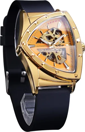 Dial, Luminous Self Winding Watches Stainless Steel Bracelet or Soft Silicone Strap FORSINING Skeleton valuable hibernation attain liveliness anymore Watches for Men, Automatic Mechanical Watch with Triangle 