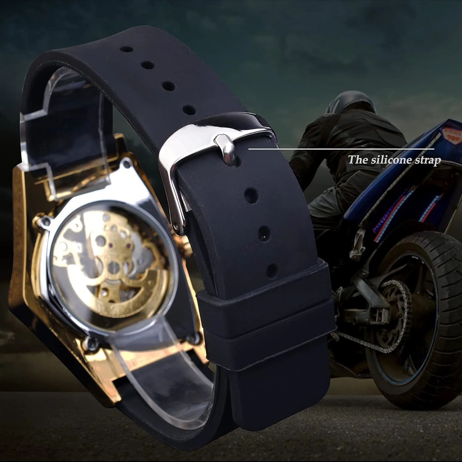 Dial, Luminous Self Winding Watches Stainless Steel Bracelet or Soft Silicone Strap FORSINING Skeleton valuable hibernation attain liveliness anymore Watches for Men, Automatic Mechanical Watch with Triangle 