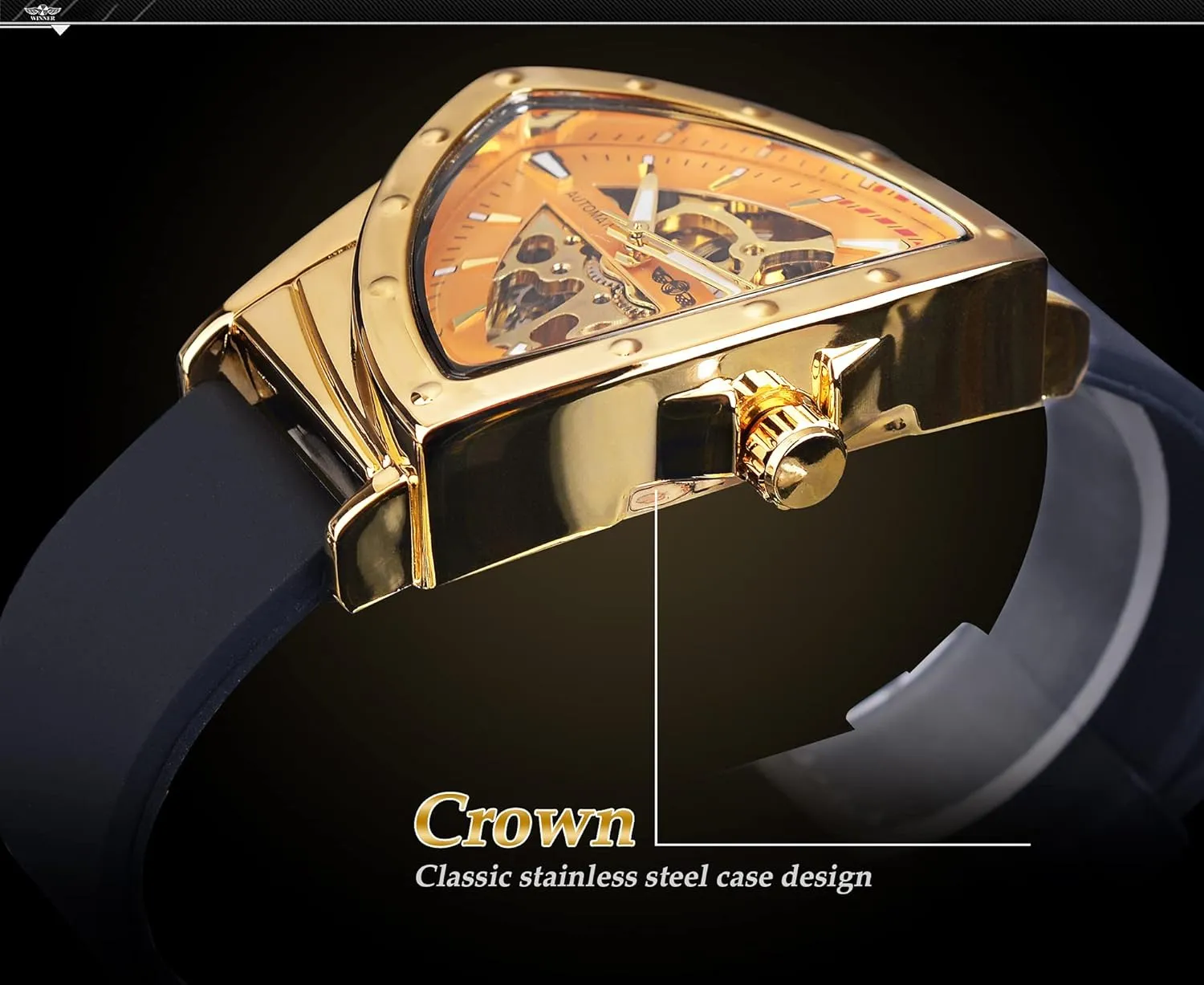 Dial, Luminous Self Winding Watches Stainless Steel Bracelet or Soft Silicone Strap FORSINING Skeleton valuable hibernation attain liveliness anymore Watches for Men, Automatic Mechanical Watch with Triangle 