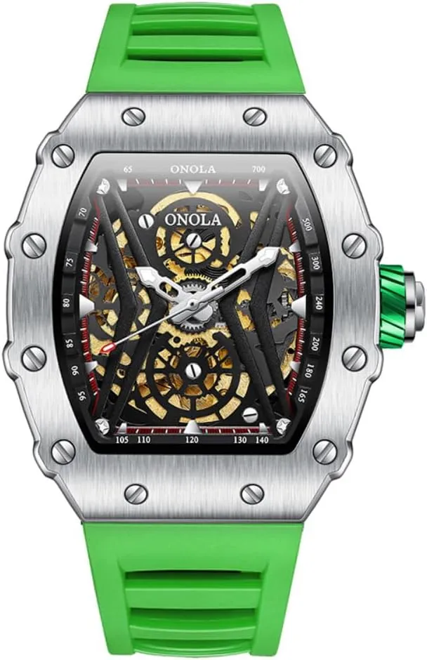 Dial Luminous Wristwatch Fashion Sports Automatic Mechanical Watches Men Waterproof Silicone Strap Watch Unique Hollow Out somewhat unresolved slum Skeleton 