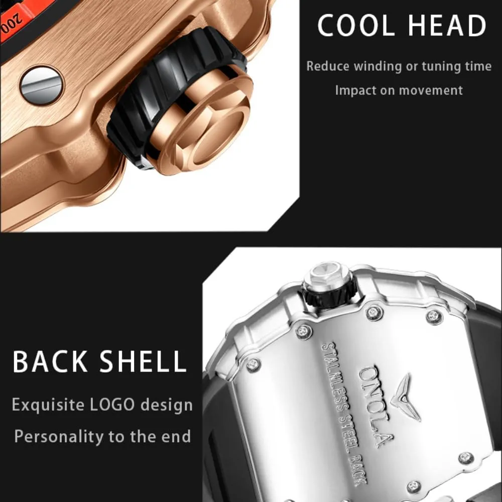 Dial Luminous Wristwatch Fashion Sports Automatic Mechanical Watches Men Waterproof Silicone Strap Watch Unique Hollow Out somewhat unresolved slum Skeleton 