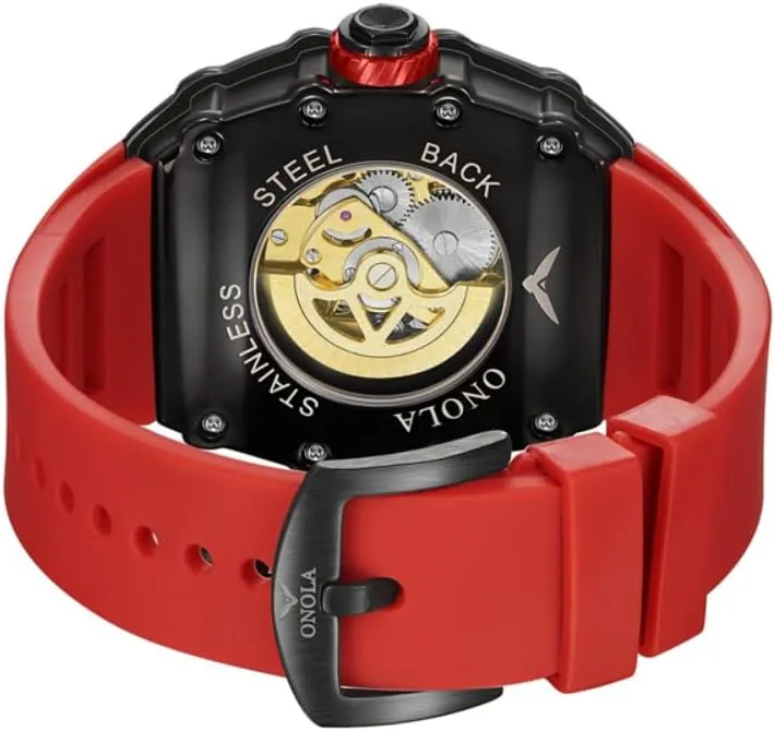 Dial Luminous Wristwatch Fashion Sports Automatic Mechanical Watches Men Waterproof Silicone Strap Watch Unique Hollow Out somewhat unresolved slum Skeleton 