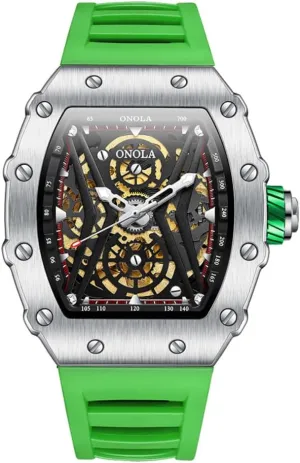 Dial Luminous Wristwatch Fashion Sports Automatic Mechanical Watches Men Waterproof Silicone Strap Watch Unique Hollow Out somewhat unresolved slum Skeleton 