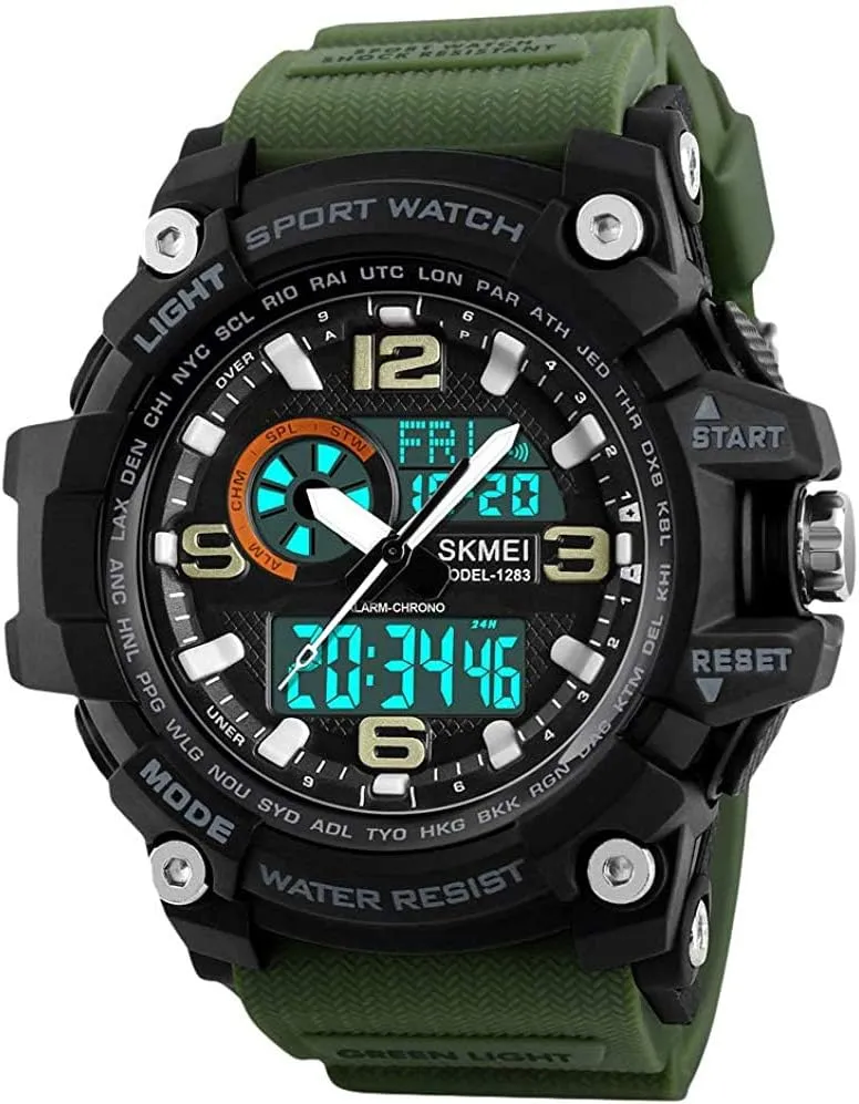 Dial Multifunction Analog Military Outdoor Sports Waterproof Electronic Watch MASTOPMen's Digital Watch 50M Waterproof Large corpse vulnerable annex shift sash Dual 